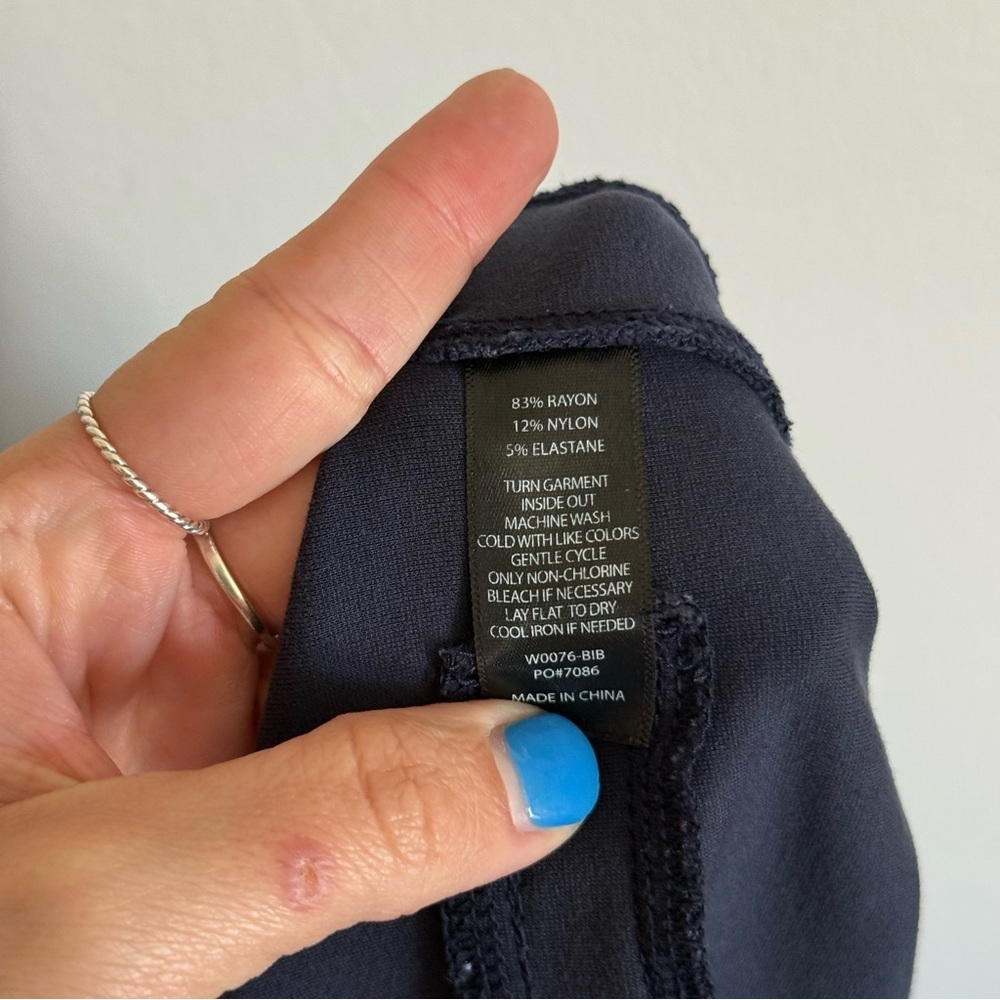 Betabrand Navy Patterned Womens Straight Leg Yoga Dress Pants Pull On Small Long - Picture 8 of 8